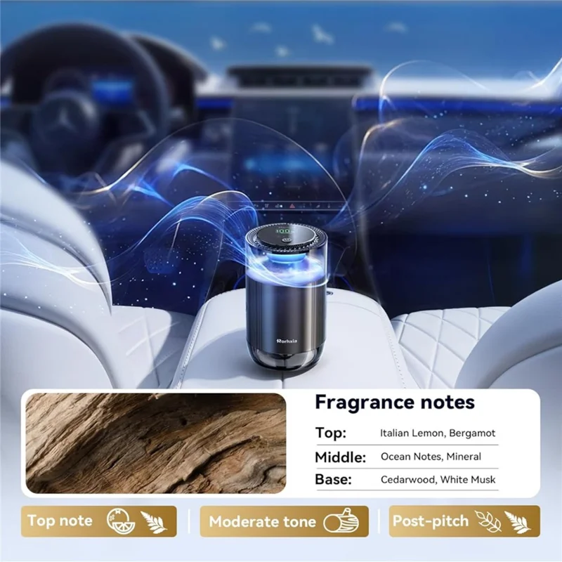RORHXIA P3 Smart Car Fragrance Diffuser Automatic On / Off Long Lasting Scent Aroma Diffuser - Black