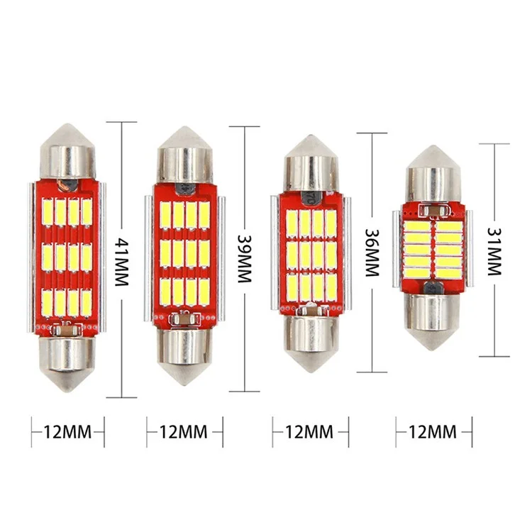 10Pcs Car LED Interior Reading Light 160LM 6000K Auto Room Ceiling Dome Lamp - 31mm