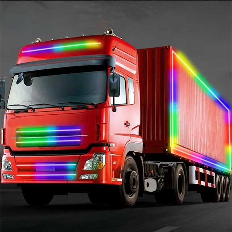2.4m 24V Van DRL Running Lamp Truck Exterior Decoration LED Strip for Car RGB Ambient Light Bar