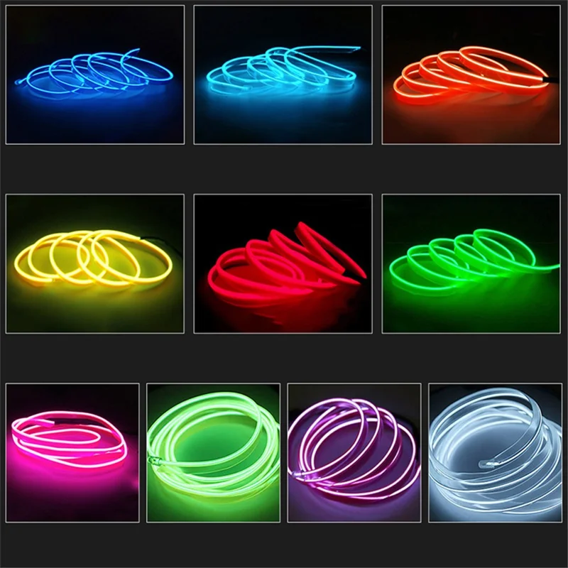 5m USB Car Interior EL Strip Light for Car Decoration Ambient Light Glowing Rope Lights with Driver - Yellow