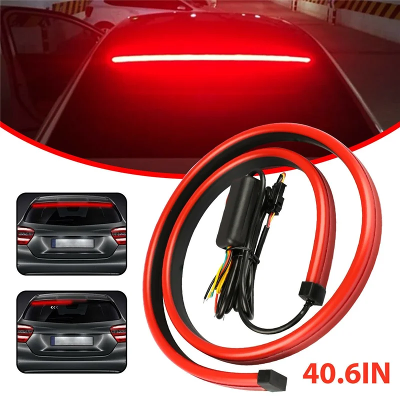 90cm PVC High Mount Car Brake Light Strip Rear Glass Decorative LED Lamp Flashing Warning Light