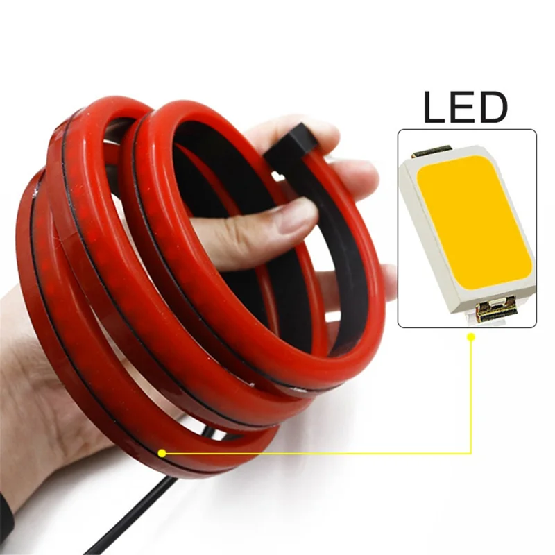 90cm PVC High Mount Car Brake Light Strip Rear Glass Decorative LED Lamp Flashing Warning Light