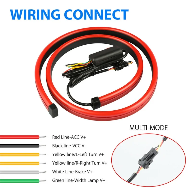 90cm PVC High Mount Car Brake Light Strip Rear Glass Decorative LED Lamp Flashing Warning Light