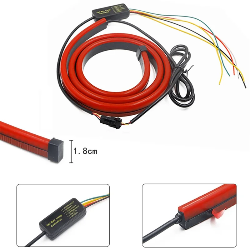 90cm PVC High Mount Car Brake Light Strip Rear Glass Decorative LED Lamp Flashing Warning Light