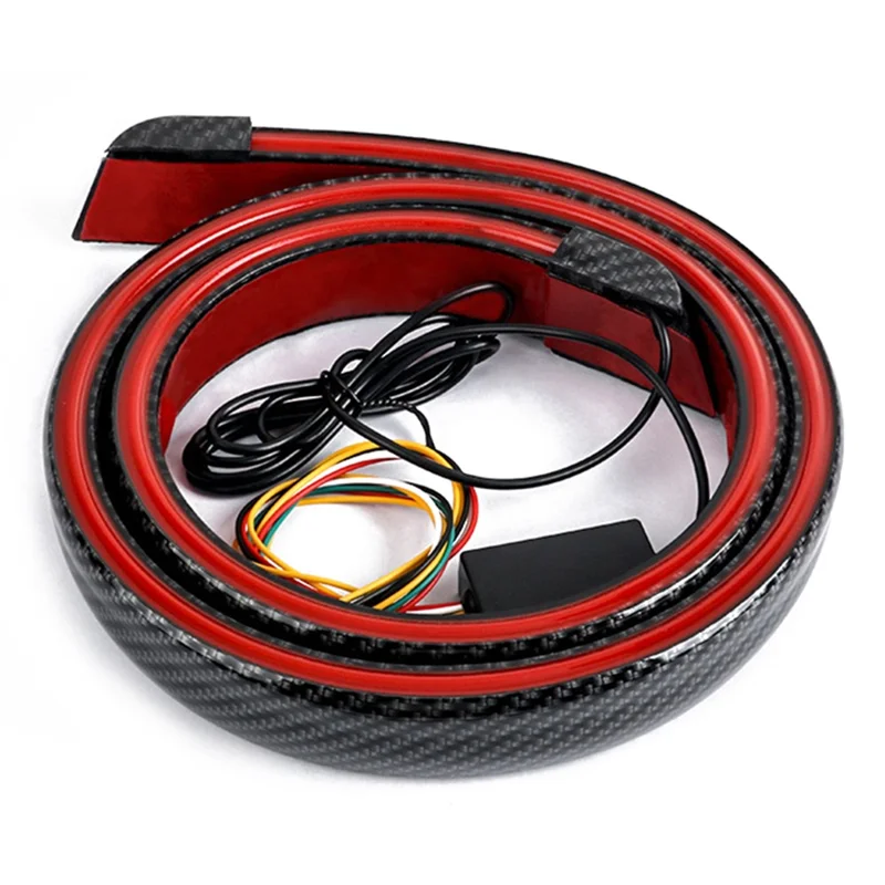Taśma LED z włókna węglowego PVC do tylnego spoilersa samochodu, lampka sygnalizacyjna, kierunkowskaz, światło hamowania