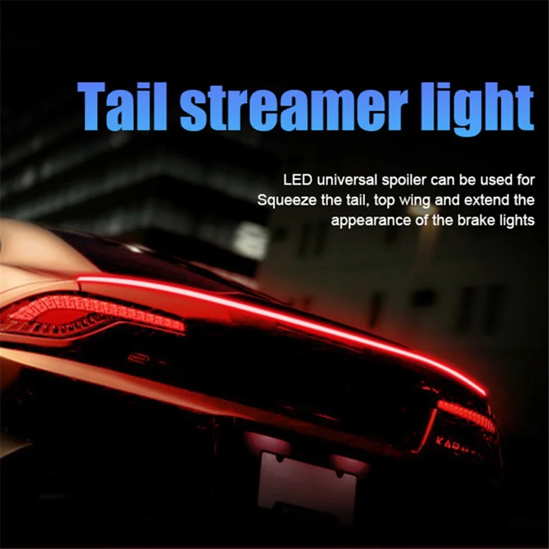 Taśma LED z włókna węglowego PVC do tylnego spoilersa samochodu, lampka sygnalizacyjna, kierunkowskaz, światło hamowania