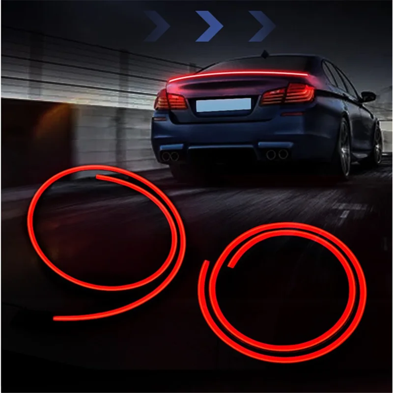 Taśma LED z włókna węglowego PVC do tylnego spoilersa samochodu, lampka sygnalizacyjna, kierunkowskaz, światło hamowania