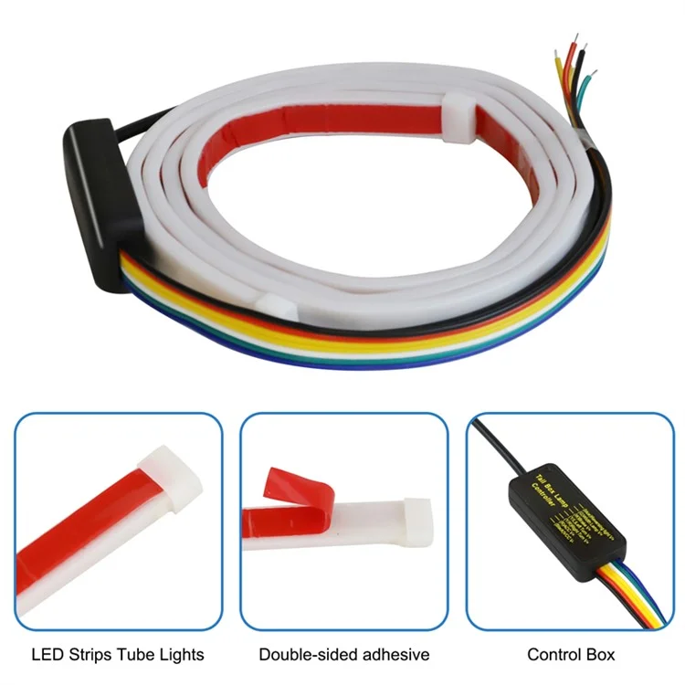 1.2m 60-LED Strip Signal Light Car Trunk Illumination Rear Brake Backup Lamp Turn Signal Light