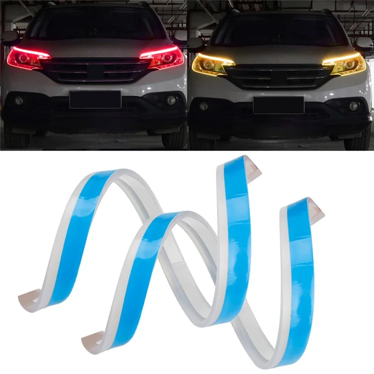 2Pcs 30cm Waterproof Car DRL Flexible LED Strip Daytime Running Light Turn Signal Light - Red / Yellow