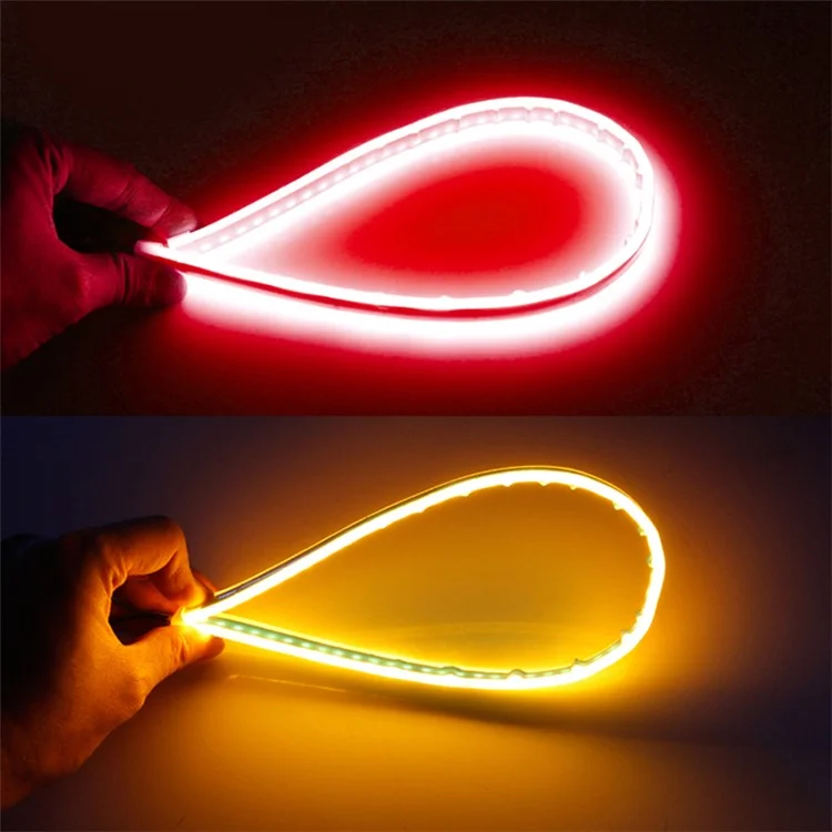 2Pcs 30cm Waterproof Car DRL Flexible LED Strip Daytime Running Light Turn Signal Light - Red / Yellow