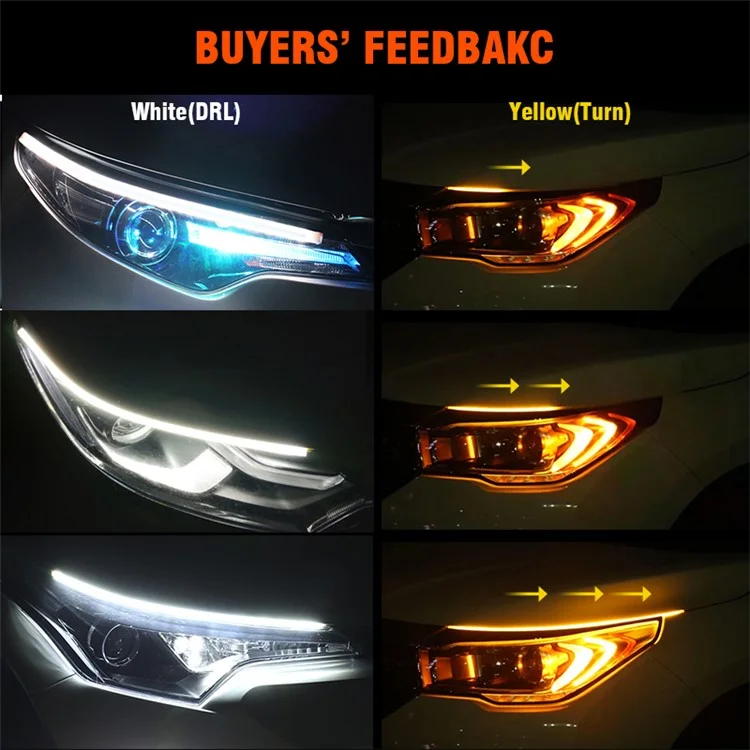 2Pcs 30cm Waterproof Car DRL Flexible LED Strip Daytime Running Light Turn Signal Light - Red / Yellow