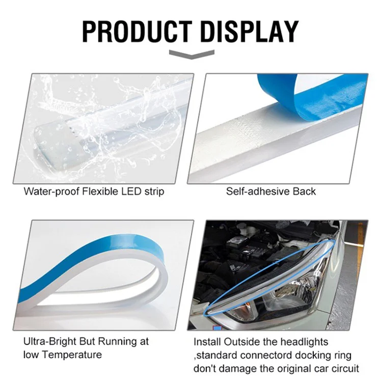 2Pcs 30cm Waterproof Car DRL Flexible LED Strip Daytime Running Light Turn Signal Light - Red / Yellow