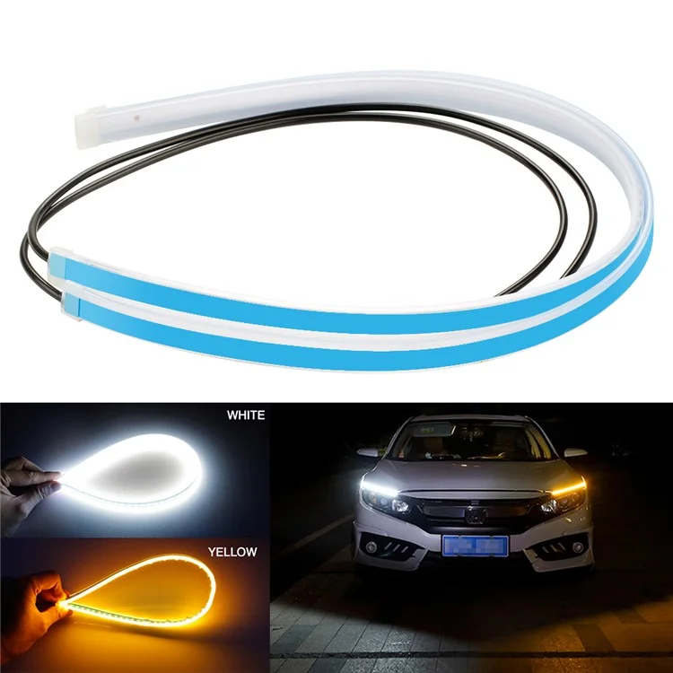 2Pcs 30cm Waterproof Car DRL Flexible LED Strip Daytime Running Light Turn Signal Light - Red / Yellow