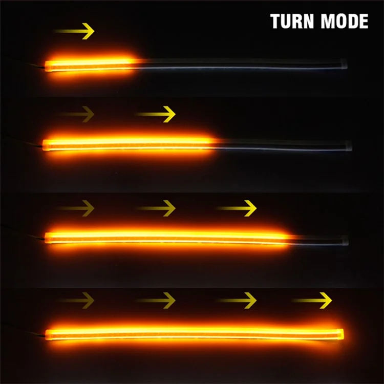 2Pcs 30cm Waterproof Car DRL Flexible LED Strip Daytime Running Light Turn Signal Light - Red / Yellow