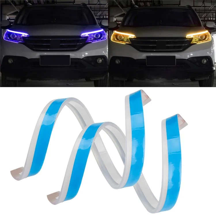 2Pz 30cm Luce Diurna a LED Flessibile Impermeabile per Auto - Blu / Giallo