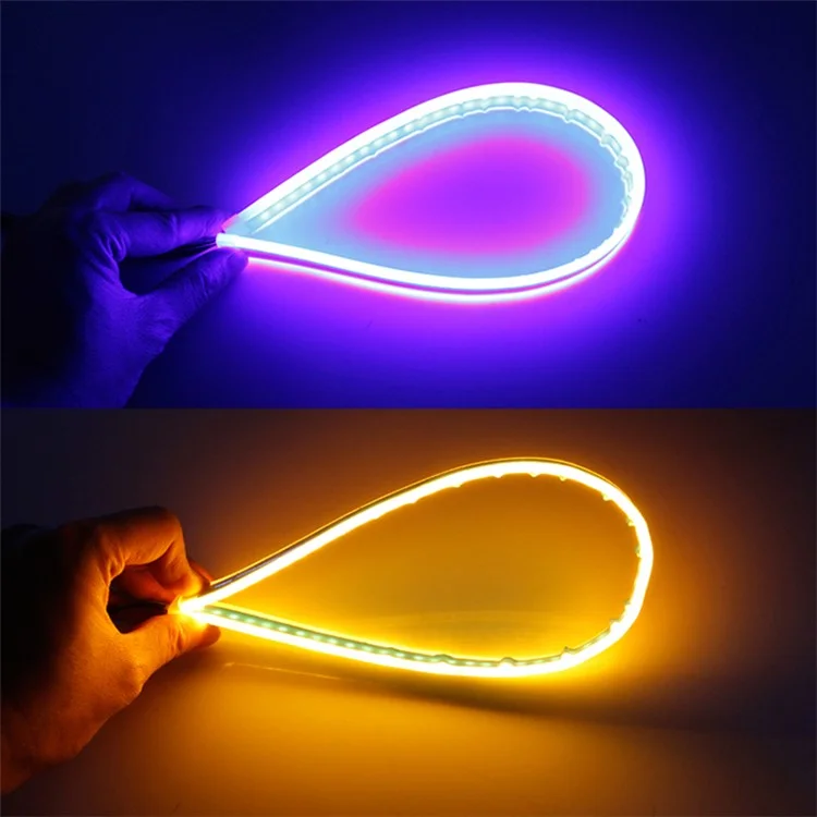 2Pz 30cm Luce Diurna a LED Flessibile Impermeabile per Auto - Blu / Giallo