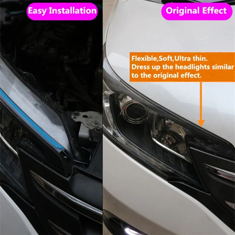 2Peças de Tira Flexível de LED de 60 cm Cortável de 12V para Luz Diurna de Circulação (DRL) de Carro - Branco / Amarelo