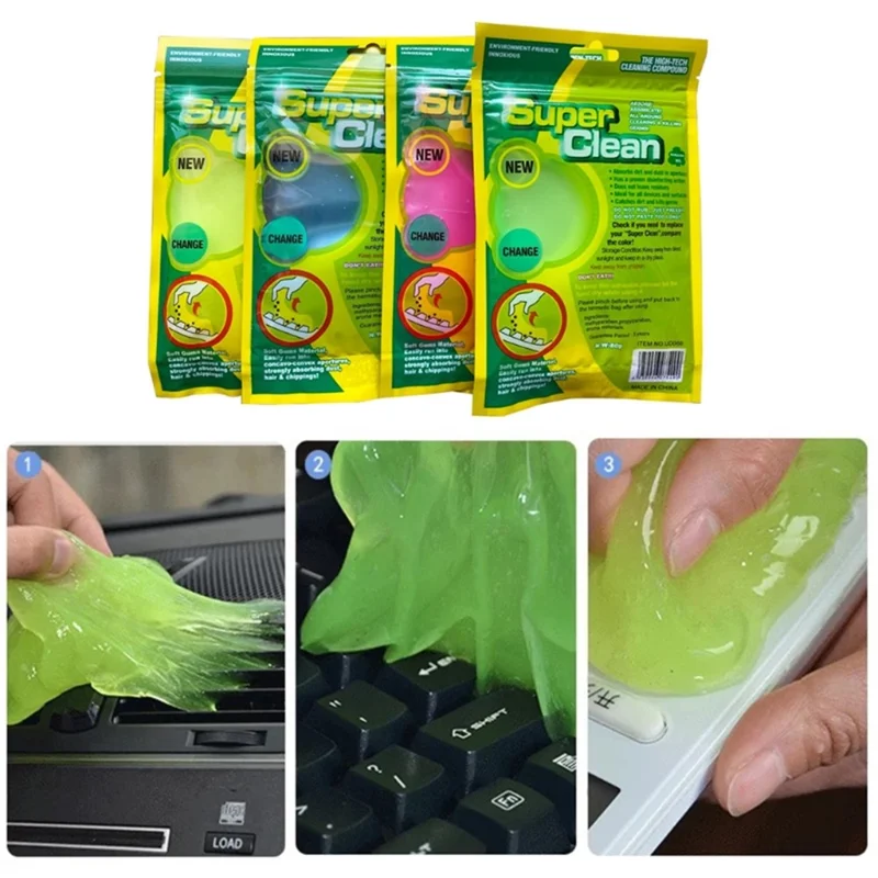 Keyboard Dust Cleaner Magic Sticky Gel Flexible Cleaning Gel for PC Laptop Car Air Vent Dashboard - Pink