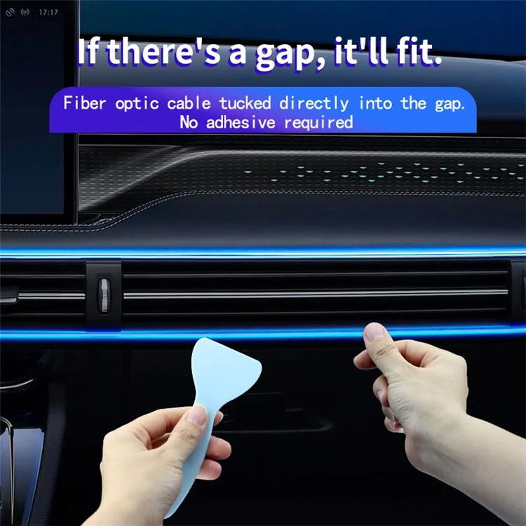 S5U 5m S-Series Striscia LED RGB Multicolore Flessibile con Fibra Ottica per Illuminazione Interna dell'Auto con Controllo Vocale e a Pulsante USB