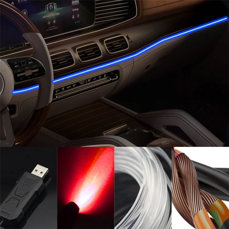 Bande lumineuse à LED haute luminosité de la série S1U 1m S-Series, lampe à fibre optique flexible Neon Atmosphere pour la décoration intérieure de la voiture