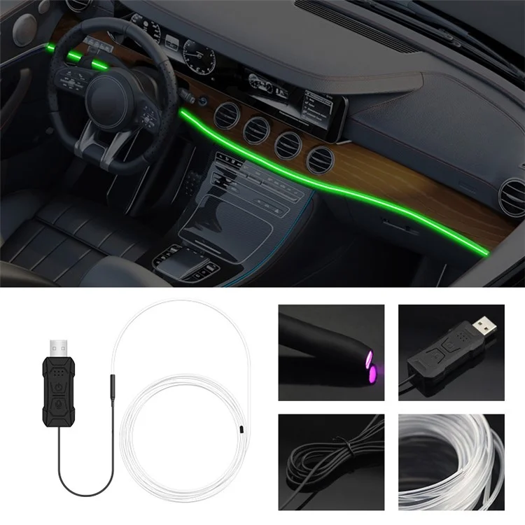 Bande lumineuse à LED économe en énergie de la série S2U 2m S-Series, flexible, en fibre optique, lampe d'ambiance pour l'intérieur de la voiture