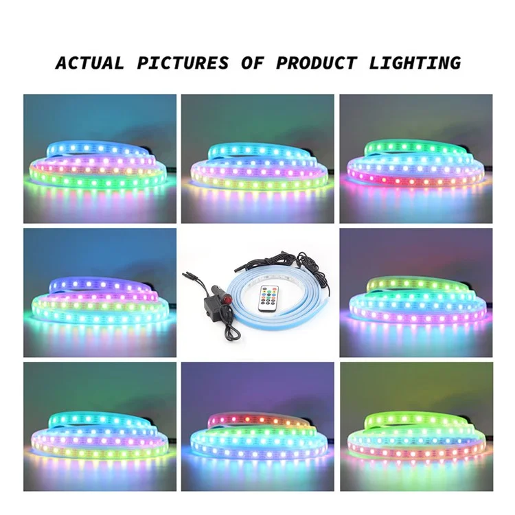 E18 Car Outside Modified LED Strip Lights 1.8m Cigarette Lighter Wire Colorful Ambient Lights Voice / RC Control Breathing Light