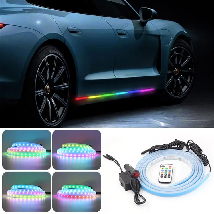 E18 Car Outside Modified LED Strip Lights 1.8m Cigarette Lighter Wire Colorful Ambient Lights Voice / RC Control Breathing Light
