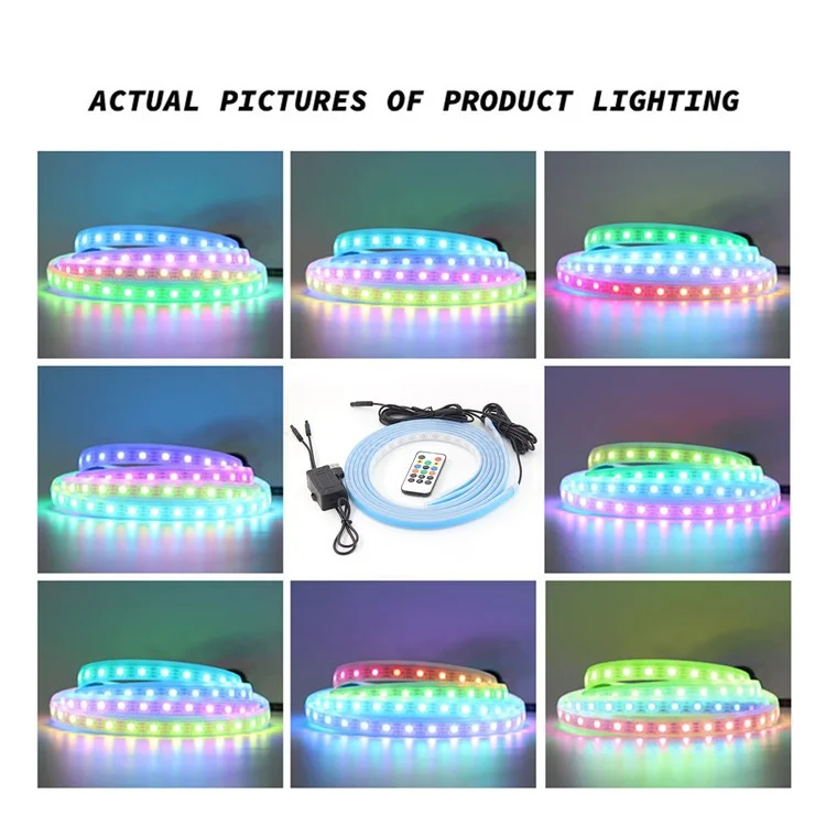 E18U 1.8m USB LED Strip Lights Voice / RC Control Breathing Light for Car Outside Modified Colorful Ambient Lights