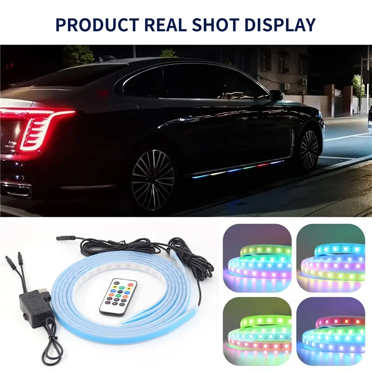 E18U 1.8m USB LED Strip Lights Voice / RC Control Breathing Light for Car Outside Modified Colorful Ambient Lights