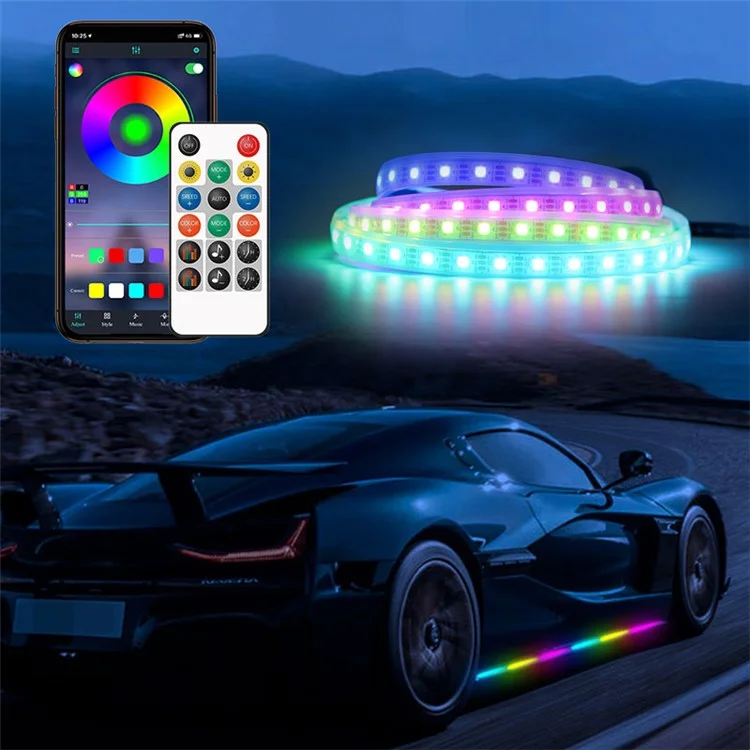 E18U 1.8m USB LED Strip Lights Voice / RC Control Breathing Light for Car Outside Modified Colorful Ambient Lights
