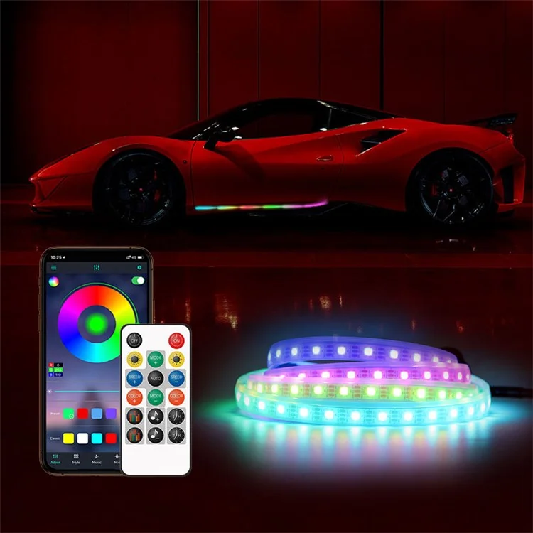 E18U 1.8m USB LED Strip Lights Voice / RC Control Breathing Light for Car Outside Modified Colorful Ambient Lights