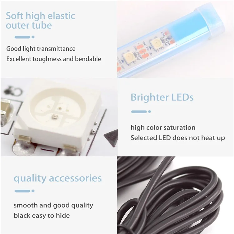 E18U 1.8m USB LED Strip Lights Voice / RC Control Breathing Light for Car Outside Modified Colorful Ambient Lights