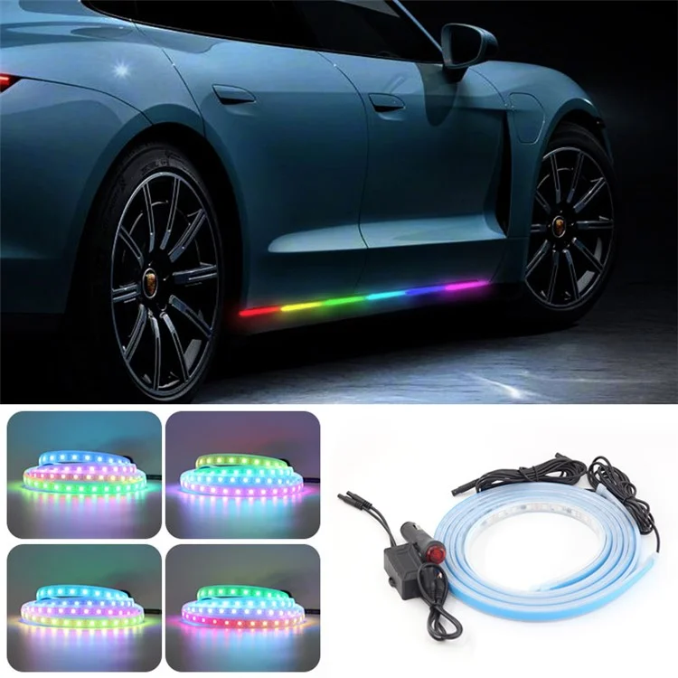 C15 1.5m Cigarette Lighter Car Outside LED Strip Lights Car Colorful Voice Control Ambient Breathing Light (No Remote)