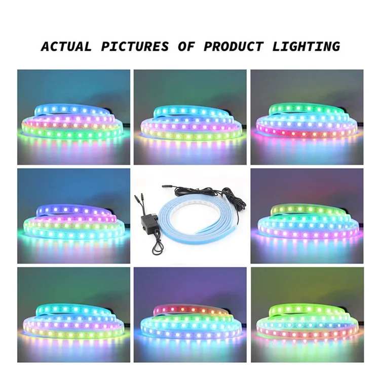 C18U 1.8m USB Car Modified Ambient Light Car Outside LED Strip Lights Voice Control Colorful Breathing Lights (No Remote)