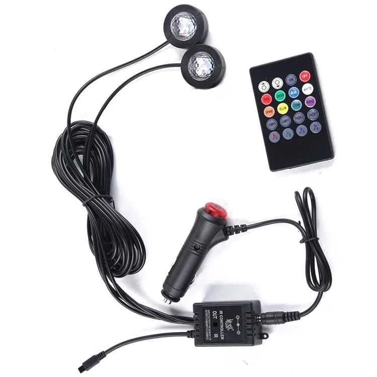 DX2 Zigarettenanzünder 2-LEDs Lichtleiste 8 Farben Fußraum Atmosphärenbeleuchtung mit Soundaktivierung