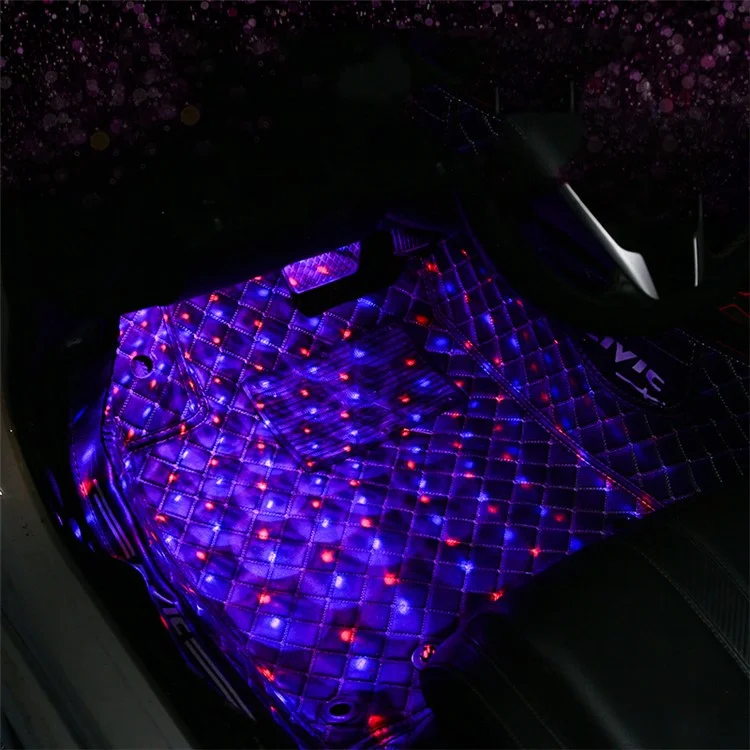 DX2 Zigarettenanzünder 2-LEDs Lichtleiste 8 Farben Fußraum Atmosphärenbeleuchtung mit Soundaktivierung