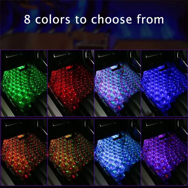 DX4U 4-LED USB-Fußraumbeleuchtungsstreifen Soundgesteuert 8 Farbatmosphärenbeleuchtung 