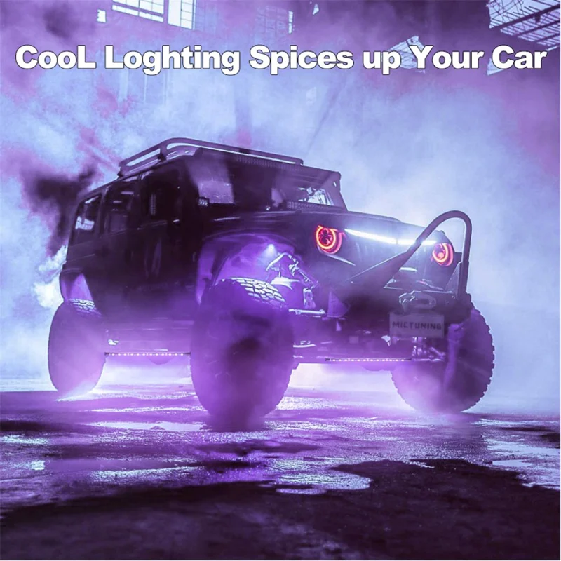 DP912 4 tiras de luz con iluminación neon RGB para el exterior del coche Luces musicales resistentes al agua 