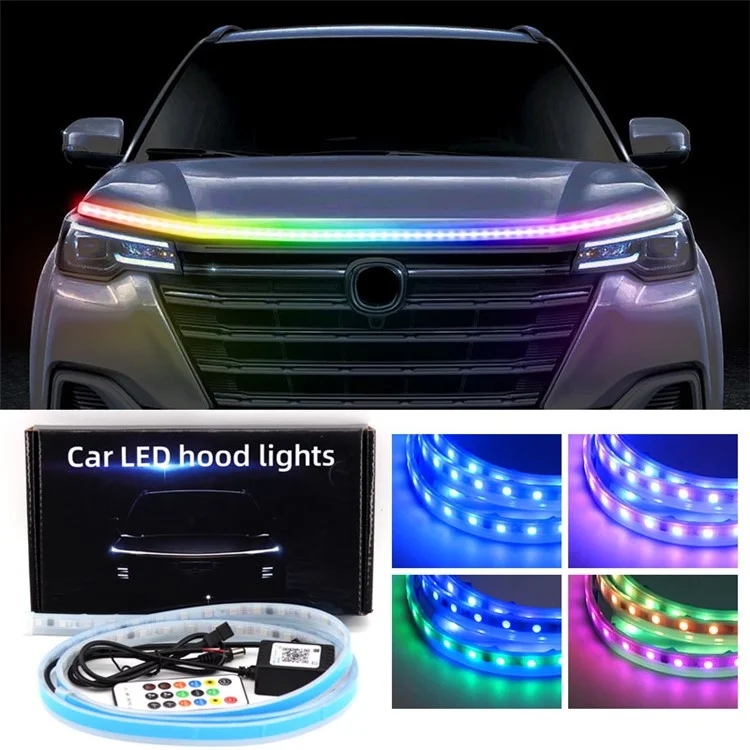 Tira de luz LED para capó de coche JG02 de 150 cm, impermeable, luz de marcha diurna, 12 V, lámpara de atmósfera decorativa dinámica de Phantom