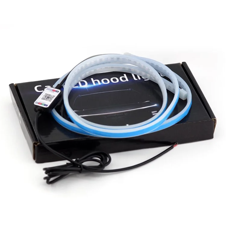 JG02 150 cm 7 colores Tira de luces LED para capó de coche Luces decorativas del rayo de inicio dinámico del escáner exterior del coche 