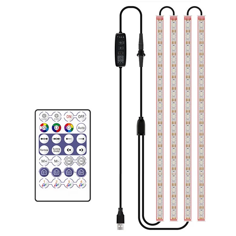 N2U-72 4Pcs Car 72LED Underglow Light Multi-color Bluetooth-compatible APP Control USB Car Decorative Lamp Underbody LED Strip Lights