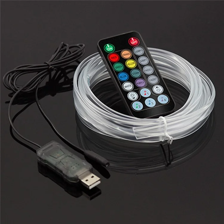 IS13U 3м автомобильный волоконно-оптический неоновый светодиодный светильник USB с пультом дистанционного управления для центральной консоли