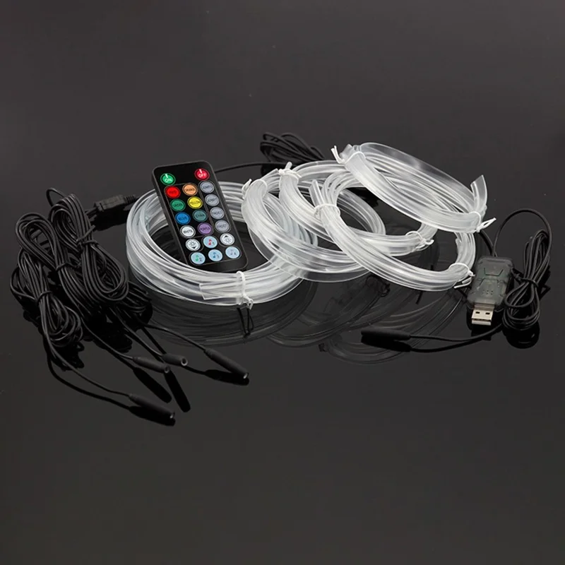 IS57U 5 Rotoli 3m+1m Striscia Luminosa per Interni Auto RGB Decorativa in Fibra Ottica Luce Ambiente Universale