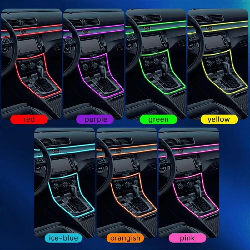 IS57U 5 Rotoli 3m+1m Striscia Luminosa per Interni Auto RGB Decorativa in Fibra Ottica Luce Ambiente Universale