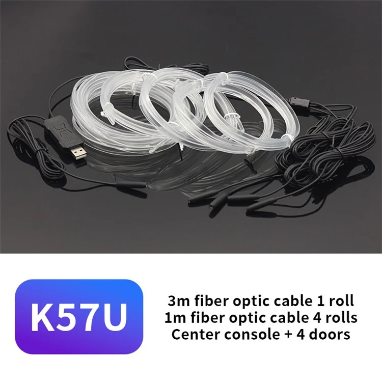 K57U Music Sync Ambient Lamp APP Voice Remote Control Car Interior LED Fiber Optic Strip Light Decoration