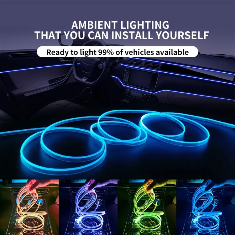 K57U Music Sync Ambient Lamp APP Voice Remote Control Car Interior LED Fiber Optic Strip Light Decoration