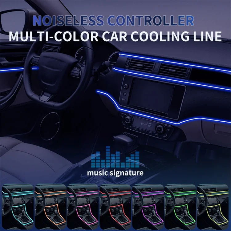 K68U Car Interior Decor LED Fiber Optic Strip Light APP Voice Remote Control Music Sync Ambient Lamp