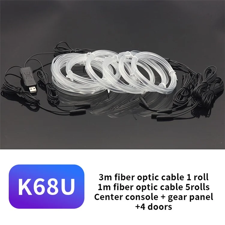 K68U Auto-Innenraum-Dekor LED-Faseroptik-Lichtleiste APP-Sprachfernbedienung Musik-Sync Ambient-Lampe