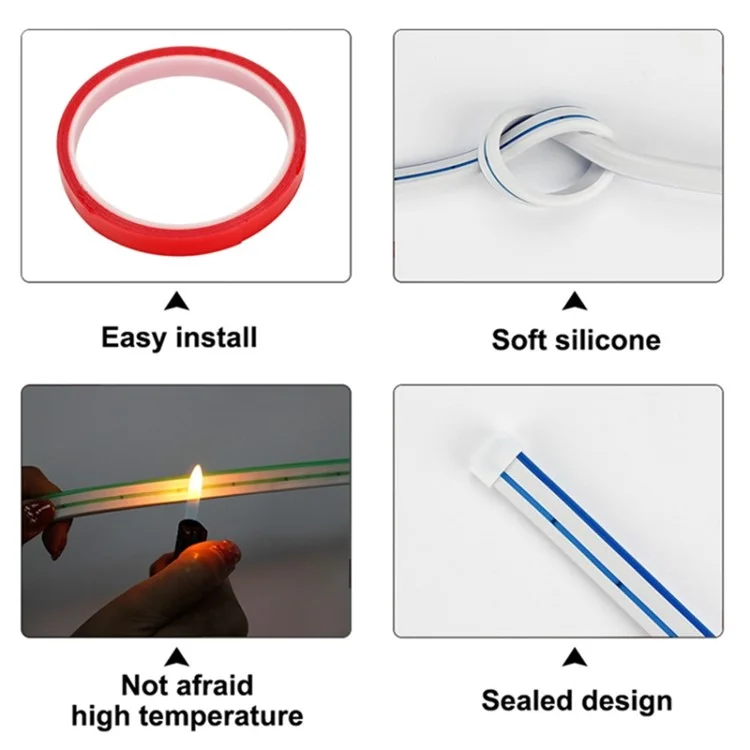 1,5 m PVC-Silikon-Wasserdichter DRL-Lichtstreifen, Super Bright, Flexibel, Dekorativ - Rot