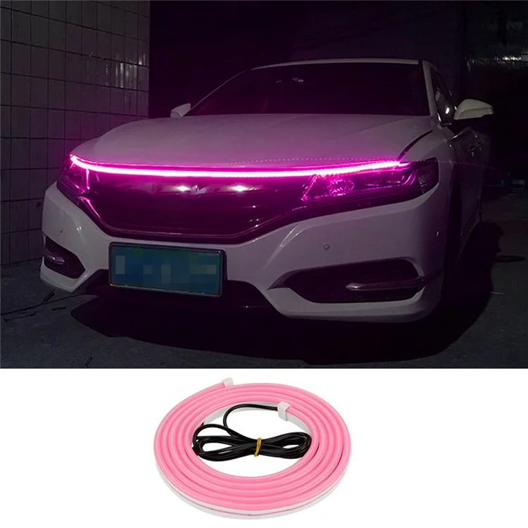 Гибкая декоративная светодиодная лента для капота автомобиля длиной 1,8 м, 1000 люмен, ПВХ-силиконовая, водонепроницаемая - розовая